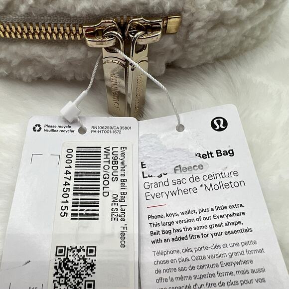 Lululemon Sherpa Fleece Crossbody Everywhere Belt Bag Gold Logo Winter White Y2K - Picture 13 of 16